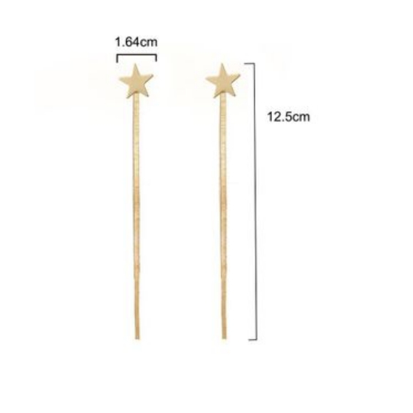 Gold Drop Pentagram Star Post Earrings - Picture 5 of 6